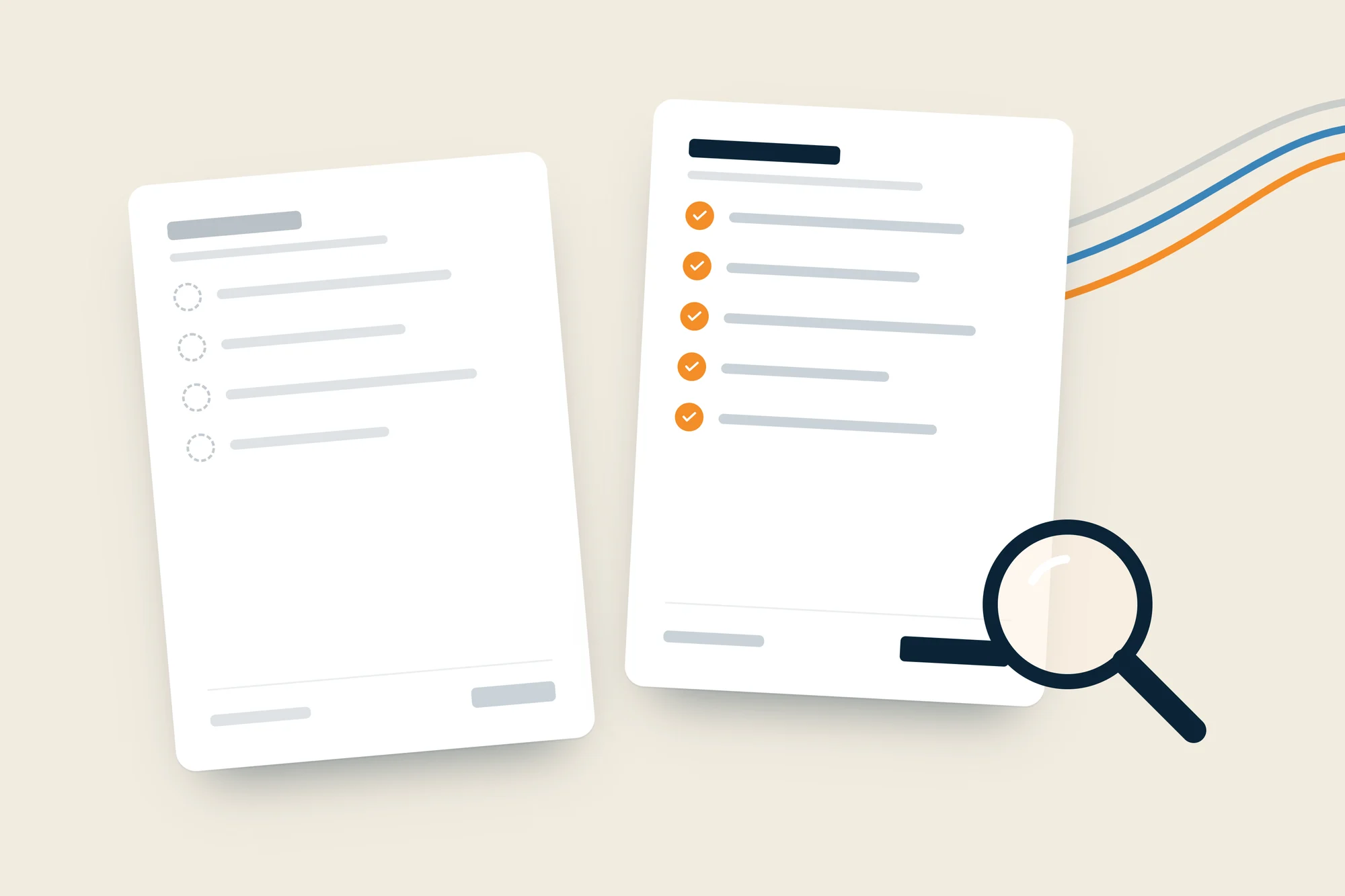 Waar u op let bij een website laten maken: twee offertes vergeleken, een vage en een duidelijke met vinkjes, onder een vergrootglas